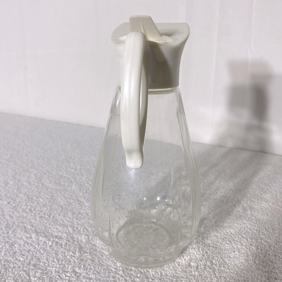 Vintage Log Cabin Clear Glass Plastic Spout Syrup Dispenser - Picture 5 of 12